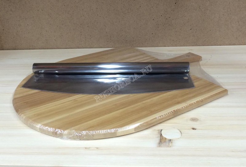Набор для подачи пиццы (доска бамбук с ручкой +нож) D 350mm  