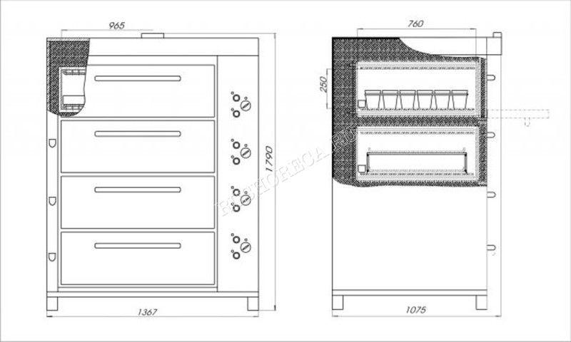 Хлебопекарная ярусная печь ХПЭ-750/4 (нержавеющие облицовка и дверки)