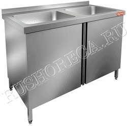 Стол производственный с распашными дверцами и моечной ванной HICOLD НСЗ2М-10/7Б