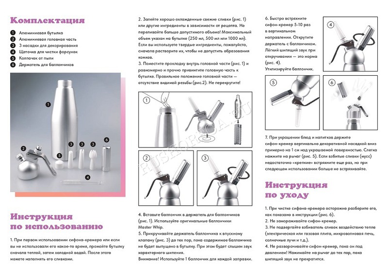 Сифон (кремер) для взбивания сливок 1,0 л. (MasterWhip)